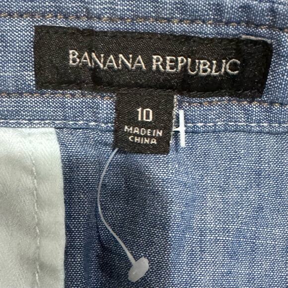Banana Republic Skirt Size 10 Relaxed Blue Chambray Shirttail Pencil Mini Skirt - Picture 8 of 13